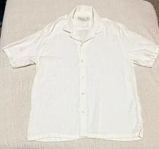 Abercrombie & Fitch Men Button Up Shirt M White The A&F Summer Linen Blend