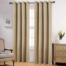 Medici Embossed Room Darkening Grommet Window Panel, Taupe, 54x84 Inches