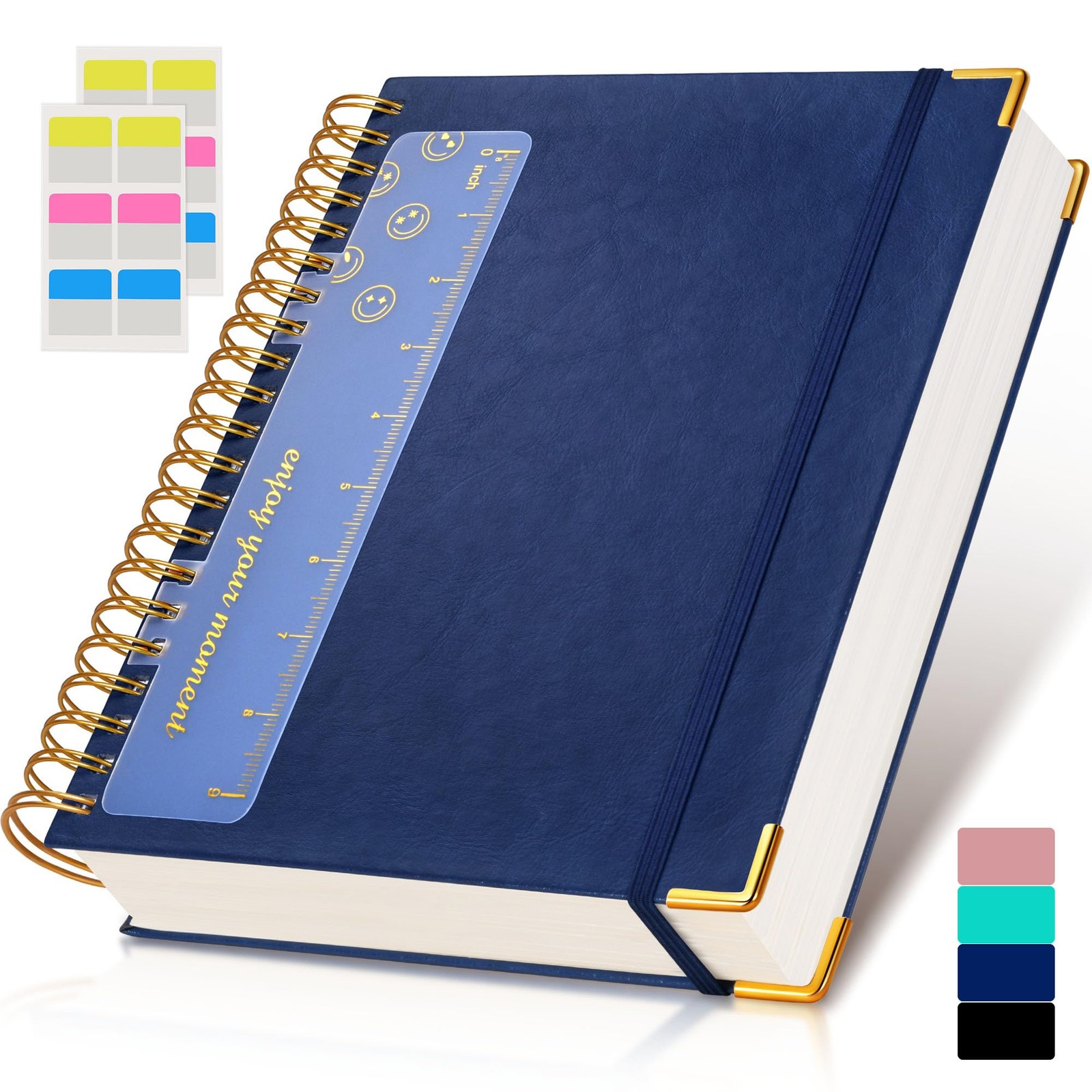 Spiral Notebook Journal 8.5” x 11”, 300 Pages Hardcover Leather A4, Navy