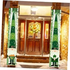 2 Pieces St. Patrick's Day Banner Decorations Green Irish Gnome Cute Gnomes