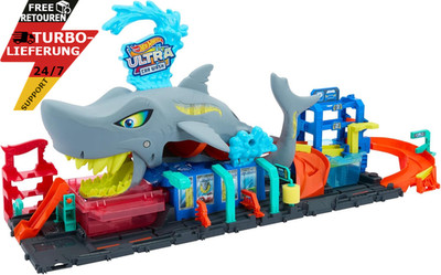 Hot Wheels Let'S Race Netflix -City Spielzeugauto-Trackset Hai-Autowaschanlage
