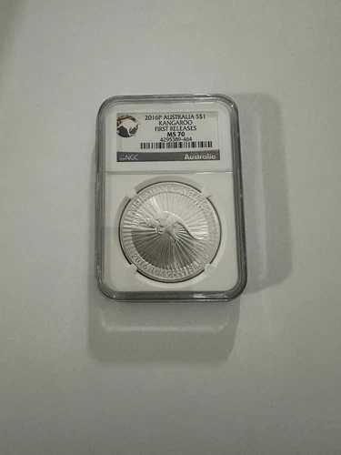 AUSTRALIA  2016-P  "KANGAROO"  $1 SILVER COIN, UNCIRCULATED NGC CERTIFIED MS70*1