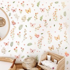 Boho Flower Wall Sticker Small Floral Wall Decals Peel and Stick Wildflower L...