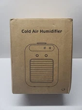 Cold Air Humidifier Battery Operated Rechargeable 2 Speed Large Water Tank White