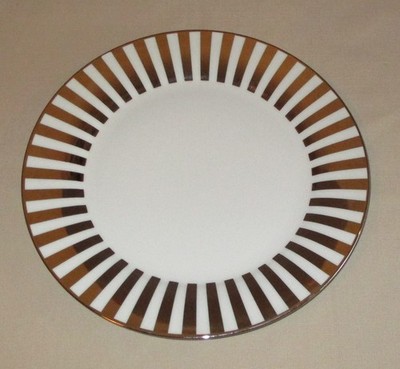 Dinner Plate C9A4 Ciroa Platinum Metallic Striped Rim Porcelain - More Available
