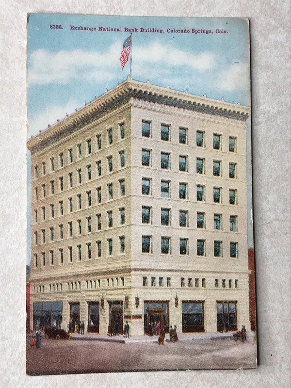 P717 Vintage Postcard Exchange National Bank Building Colorado Springs CO