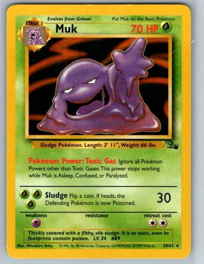 Muk (28) Unlimited Rare Fossil 28/62 NM