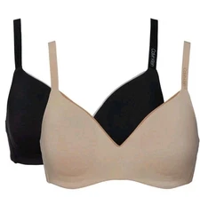 Calvin Klein Women's 2 Pack Lightly Lined Wire free Bra Black/Nude Small