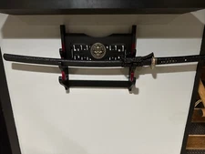 Red & Blue Dragon Sharp Japanese Samurai Katana Sword Damascus open box. 