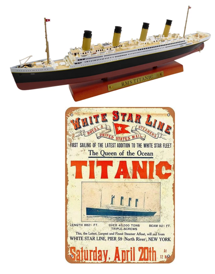 TITANIC Transatlantic Liner 1:1250 + decorative Sign White Star Line 30x20cm - Bild 1 von 4