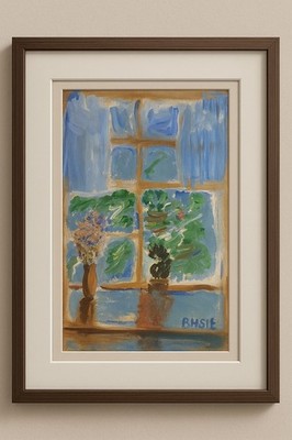 Original Window Light Painting 9x12 Acrylic | Cozy Plant Art | Cottagecore Decor