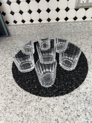 Vtg.7pc. MCM Dansk Designs Crystal'' OVAL '' Facette Old Fashion ROCKS Glasses 4''