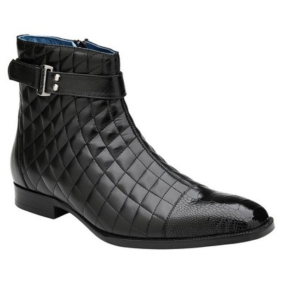 Belvedere Libero Men's Black Genuine Ostrich Leg Boots
