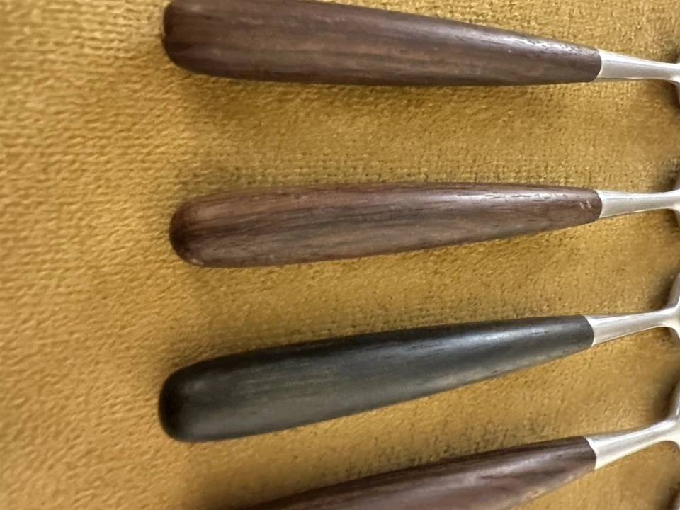 (6) Towle Lauffer Norway Palisander Stainless wood Dinner Forks MCM 7 1/4" - Image 2 of 4