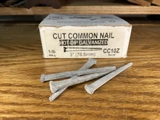 Old Fashioned Common Cut Nails Galvanized Tremont Nail Co  3" 10d 1 lb NOS