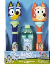 Little Kids Licensed Light-Up Bubble Wands 2-Pack   Bluey  Bingo, No-Spill, 3 