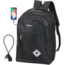 Waterproof 17" Laptop Backpack Men Women Travel Shoulder Bag W/ USB Charge Port