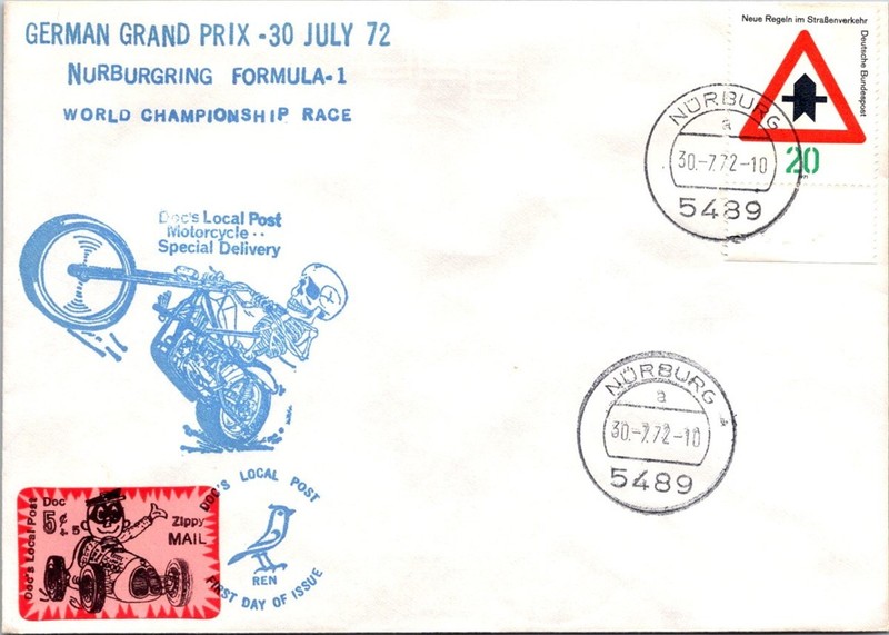 DOC'S LOCAL POST 1972 German Grand Prix Formula-1 Commemorative Cover