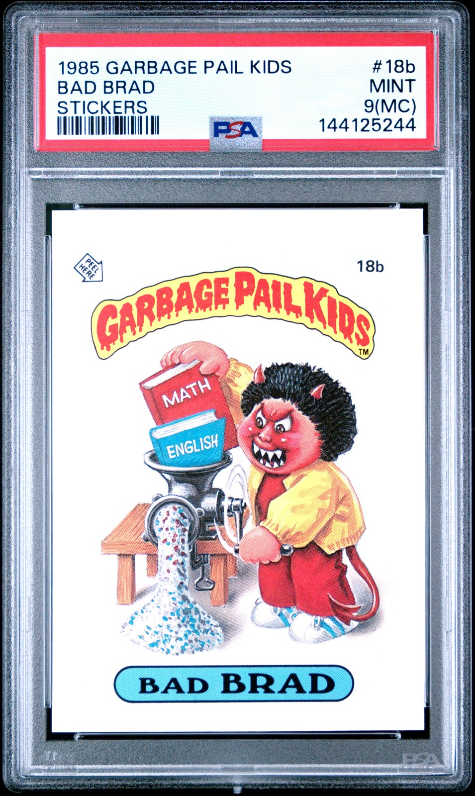 1985 GARBAGE PAIL KIDS STICKERS #18B BAD BRAD PSA 9 MC view 1