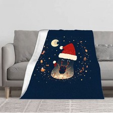 Cozy Christmas Flannel Blanket - Soft Warm Durable Design with Whimsical Santa