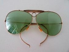 VINTAGE RAY BAN B L BAUSCH  LOMB 12K GF TRUE GREEN AVIATOR SHOOTER SUNGLASSES