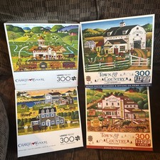 300 Piece Puzzle Lot Buffalo Games MasterPieces Charles Wysocki Town  Country