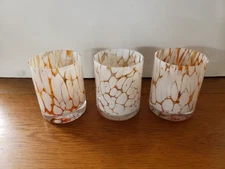 Set of 3 Heavy Zorza Hand Blown Glass Candle Holders, Made in Poland