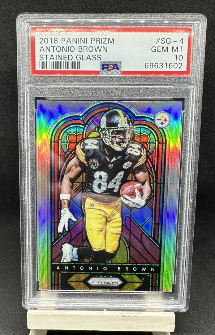 2018 Panini Prizm Antonio Brown Stained Glass Case Hit SSP #SG-4 PSA 10