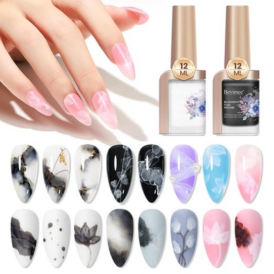 Bevimee Blooming Gel Nail Polish Marble Nail Polish 12ML Watercolor Marble In...