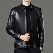 Giubbotto pelle uomo vera pelle di pecora risvolto casual piumino pelle