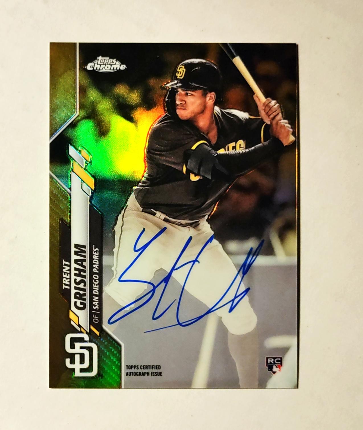 Trent Grisham 2020 Topps Chrome RC AUTO GOLD REFRACTOR 32/50 Yankees RA-TGR z2