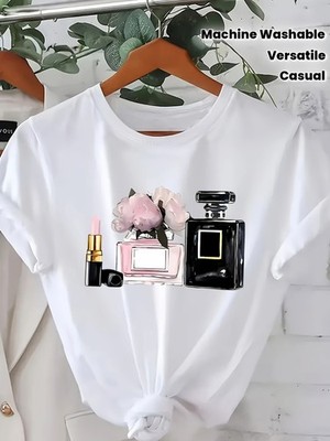 Perfume and Lipstick Trio T-Shirt | Chic Makeup & Fragrance Boutique Tee