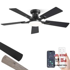 Ceiling Fan with Light, App Remote Control, Flush Mount Low 42 Inch Black
