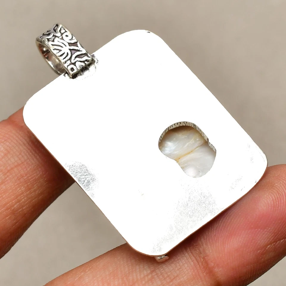 Perlmutt Edelstein 925 Sterlingsilber Handarbeit Schmuck Anhänger 1,69 Zoll - Bild 4 von 4