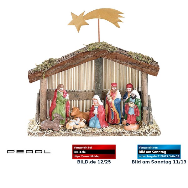 Pearl Weihnachts-Krippe (10-Teilig) Mit Handbemalten Porzellan-Figuren-image