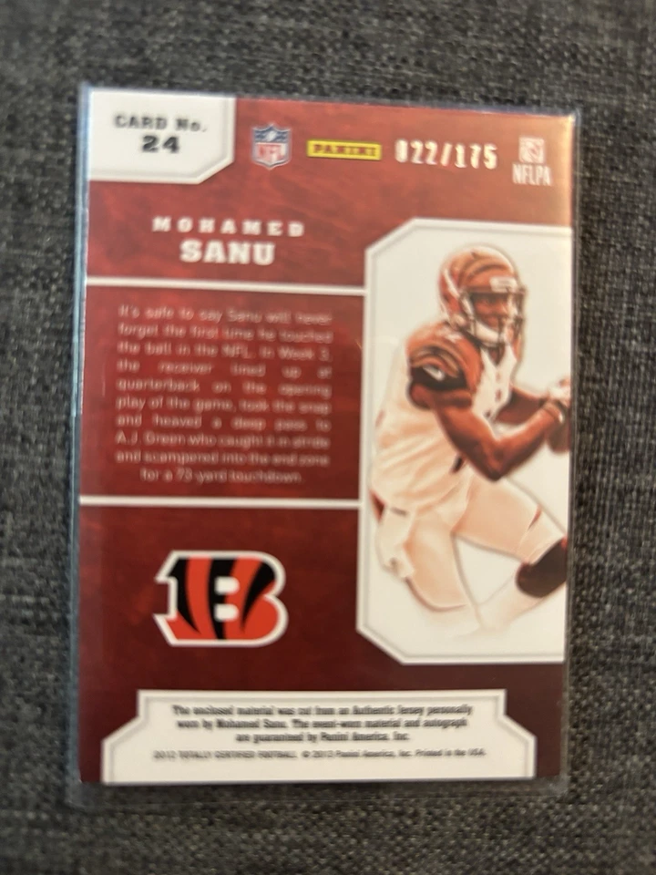 2012 - Certified Future Signature Materials Mohamed Sanu #24 /175 (AU, MEM, RC) - Image 2 of 2