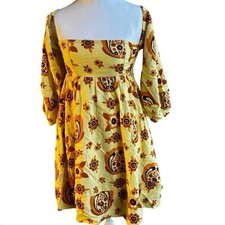 Urban Outfitters XS Floral Hippie 70s Catrina Bell Sleeve Empire Waist Dress