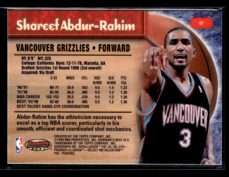 1998-99 Bowman's Best Shareef Abdur-Rahim #97 - Image 2 of 2