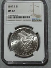 1889-S Morgan Silver Dollar NGC MS62 Blast White, Great Eye Appeal!!!!