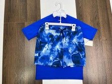 NEW Lands End Youth S 6-7 Blue 2 Piece Set Swimsuit Swim Shirt  Trunks NWT
