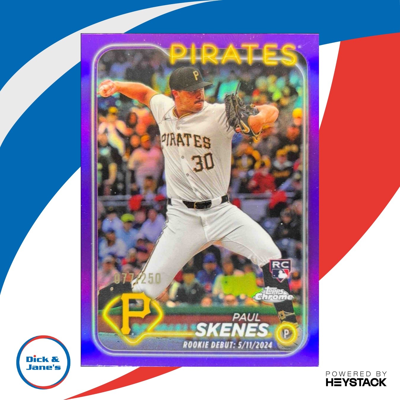 2024 Topps Chrome Update Paul Skenes Purple Refractor 77/250 #USC27 RC Pirates