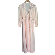 Vintage Lightweight Lounge Robe pink cotton Small