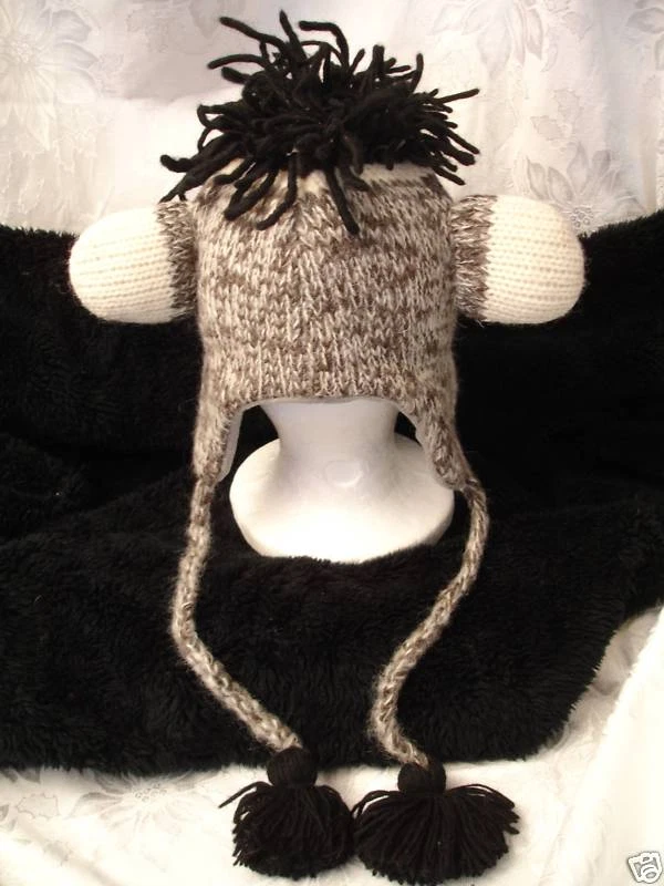 deLux TAG Punk Rock Calcetín Mono SOMBRERO Disfraz Animal ADULTO Gorra FORRADA Gris Negro  Foto 2 de 4