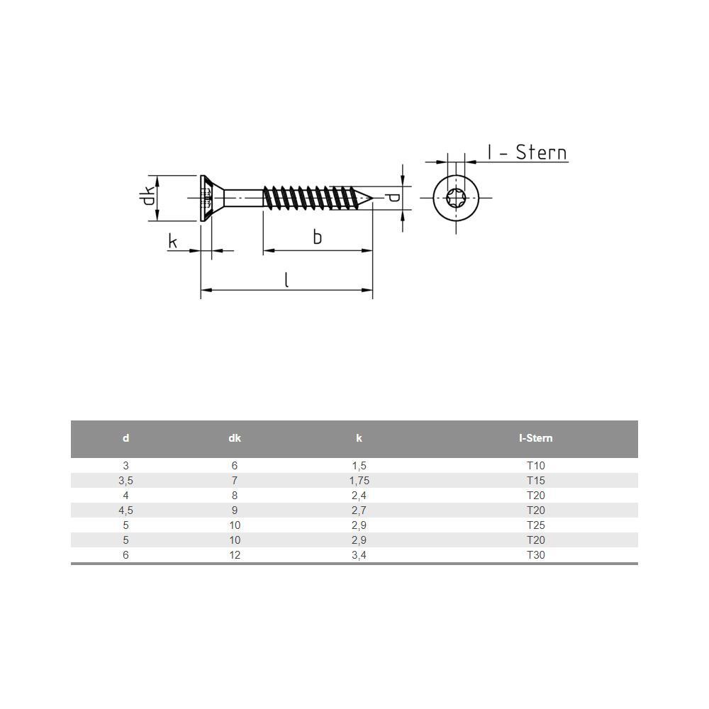 Dresselhaus Spanplattenschrauben Mit I-Stern - Senkkopf, Teilgewinde, 6x100 Mm, Verzinkt