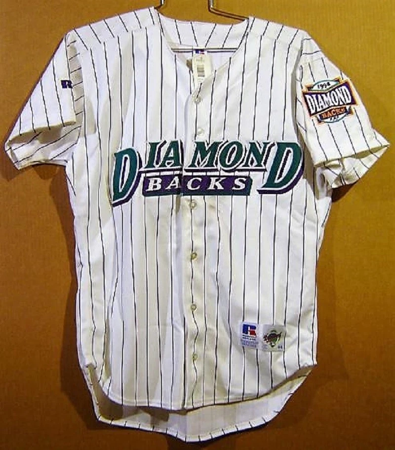 ARIZONA DIAMONDBACKS White Pinstripe Russell Size 44 Baseball MLB JERSEY +3  Caps