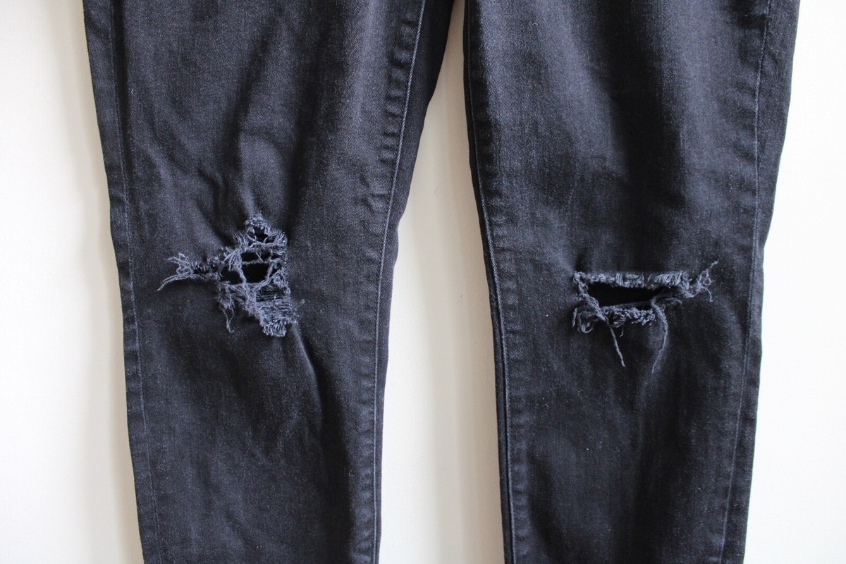 J. Crew Factory 32 Black Distressed Skinny Cotton Stretch J. Crew Factory 32 Black Distressed Skinny Cotton Stretch