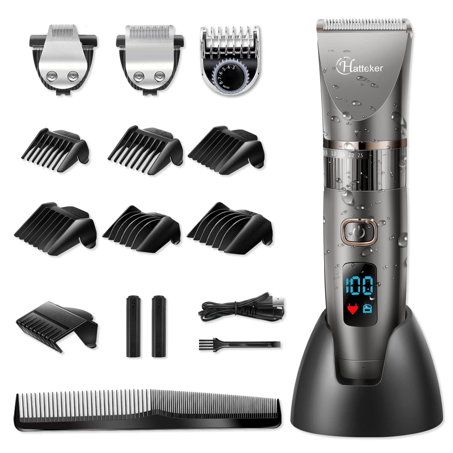 Hatteker Mens Beard Trimmer Cordless Hair Trimmer Hair Clipp