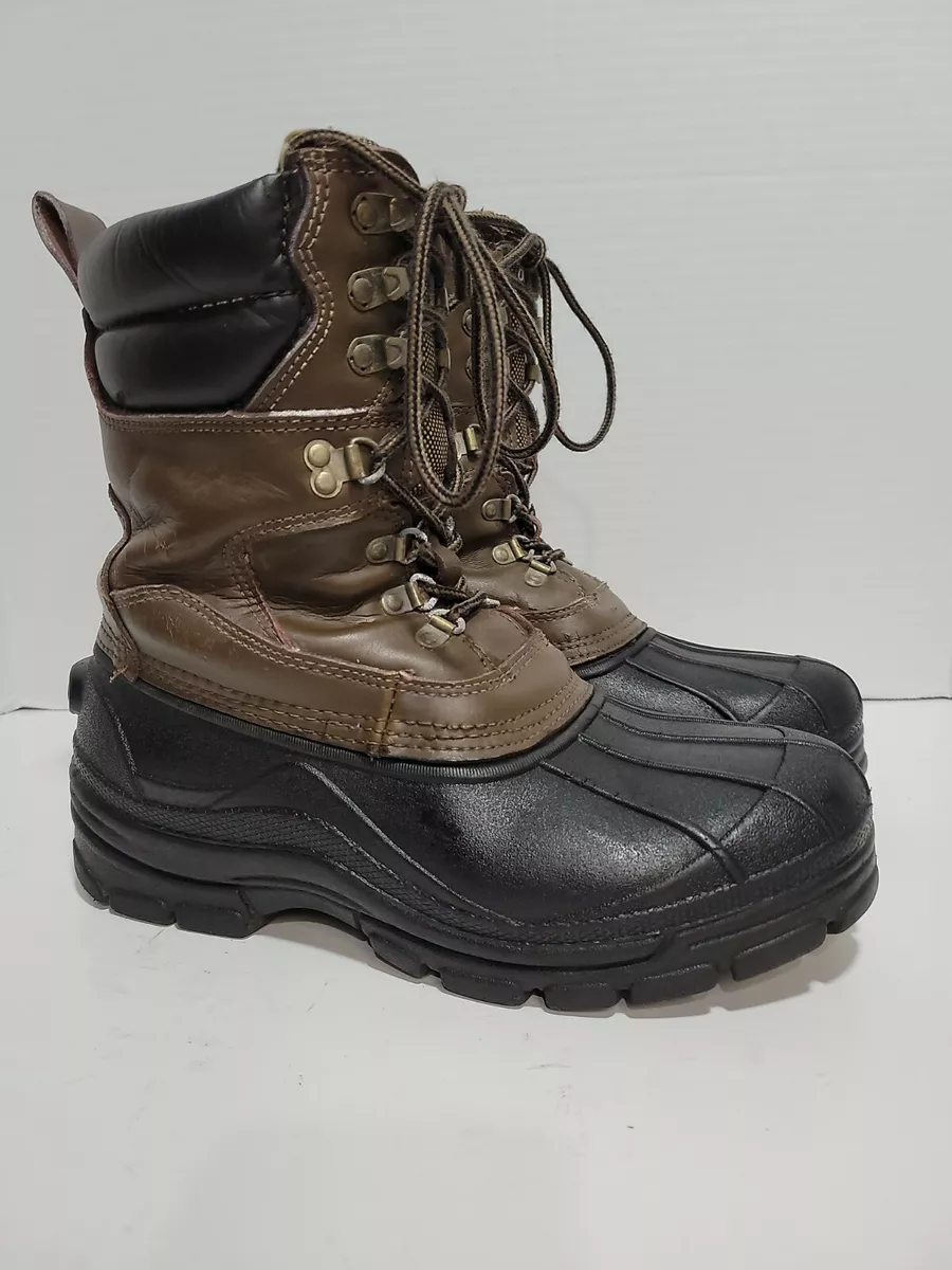 RUGGED OUTBACK THERMOLITE LINED BROWN LEATHER WINTER SNOW MENS 9 BOOTS