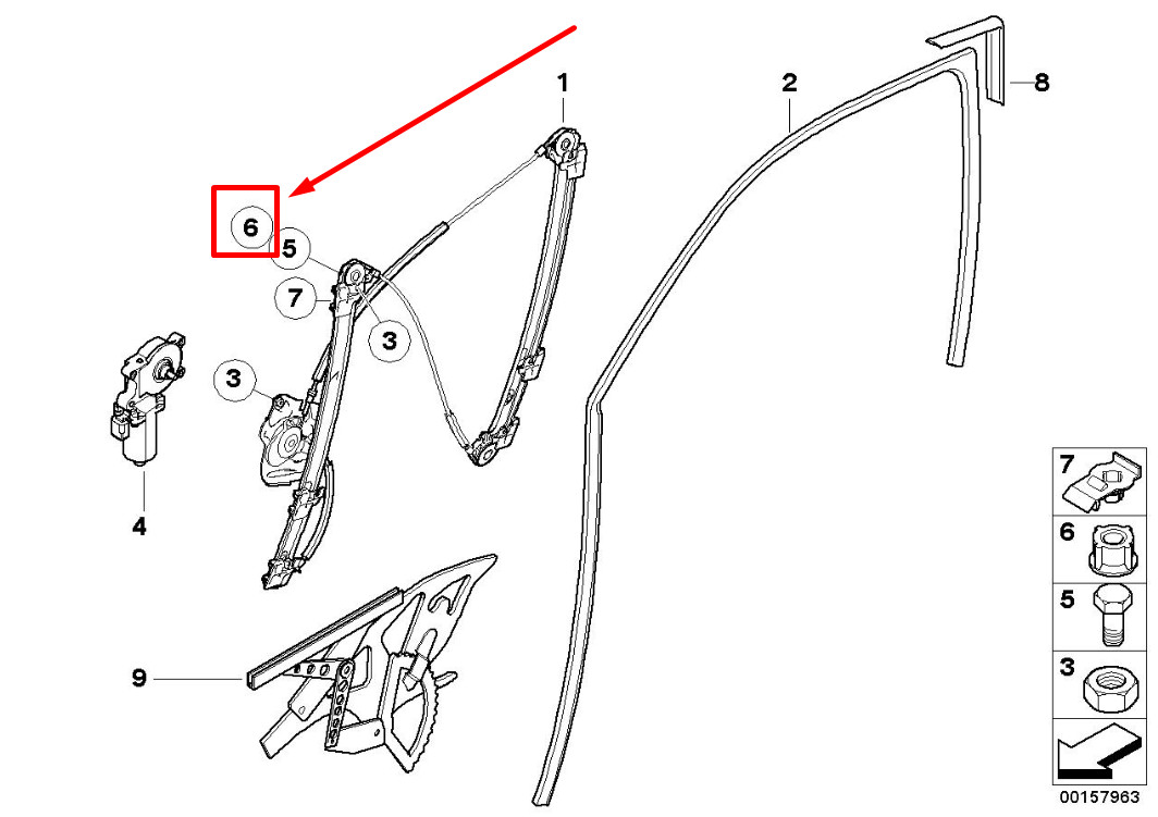NEW BMW X5 E53 WINDOW REGULATOR BUSHING 8242760 51338242760  