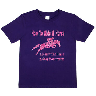T-Shirt How To Ride A Horse Pony Treking lustig Reiten Mädchen Kinder